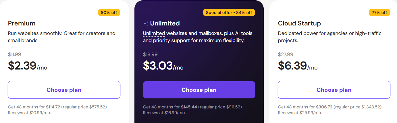 Hosting Plans & Pricing
