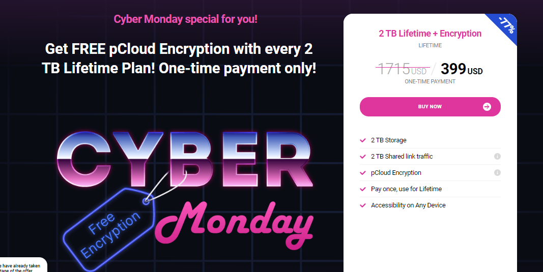 pCloud Cyber Monday Deal – 77% Discount, FREE Crypto!